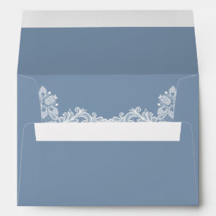 Dusty Blue and Lace Wedding Envelope