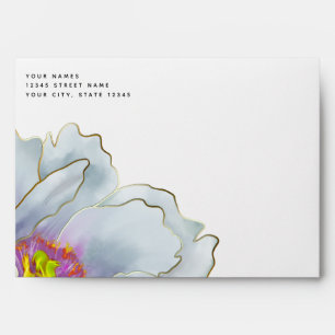 Dusty Blue and Lilac Exotic Floral Envelope