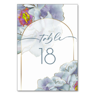 Dusty Blue and Lilac Exotic Floral Table Number
