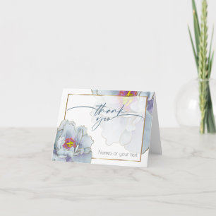 Dusty Blue and Lilac  Exotic Floral Thank You Card