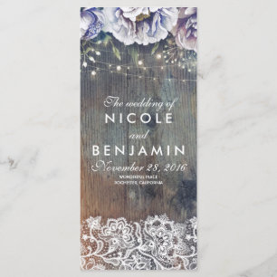 Dusty Blue and Maroon Floral Wedding Programs