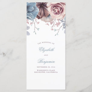 Dusty Blue and Mauve Floral Wedding Programs