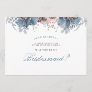 Dusty Blue and Mauve - Will You Be My Bridesmaid Invitation