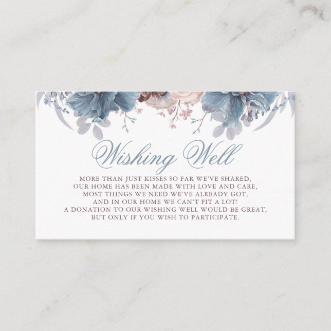 Dusty Blue and Mauve Wishing Well Enclosure Card (Front)