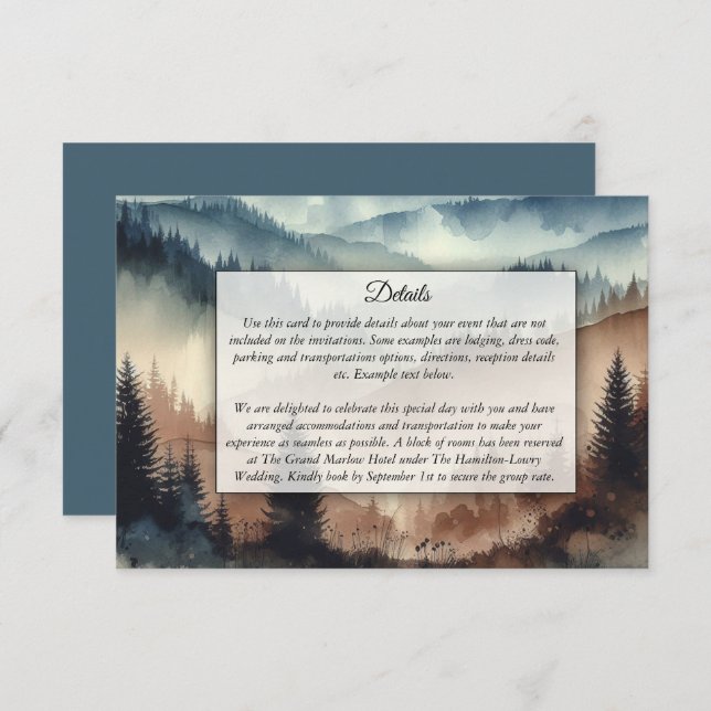 Dusty Blue and Mocha Brown Mountains Enclosure Card (Front/Back)