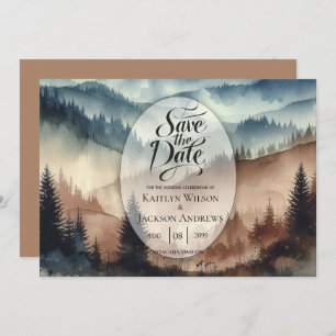 Dusty Blue and Mocha Brown Mountains Save The Date