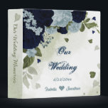 dusty blue and navy floral greenery photo album  binder<br><div class="desc">Romantic beautiful dusty blue and navy blue flowers with green leaves botanical wedding photo album binder</div>