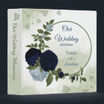 dusty blue and navy floral greenery photo album binder<br><div class="desc">Romantic beautiful dusty blue and navy blue flowers with green leaves botanical wedding photo album binder</div>