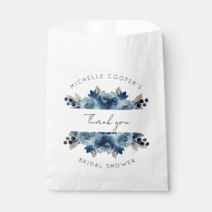Dusty Blue and Navy Floral Thank You Favour Bag