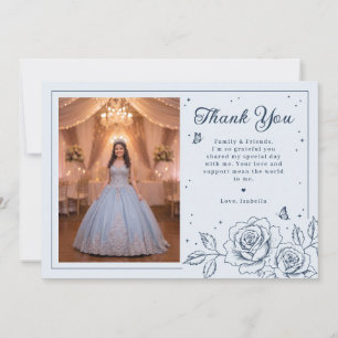 Dusty Blue and Navy Gold Quinceañera