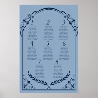 Dusty Blue and Navy Seating Chart Poster 2 of 3