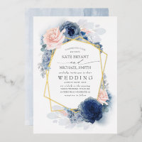 Dusty Blue and Pink Floral Botanical Wedding