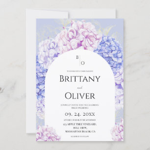 Dusty Blue and Pink Floral Spring Wedding Invitation