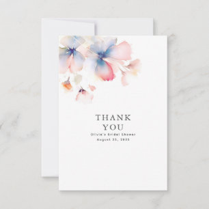 Dusty Blue and Pink Floral Thank You Card