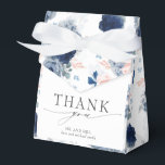 Dusty Blue and Pink Floral Wedding Favor Box<br><div class="desc">Dusty blue and pink flowers elegant thank you favour boxes</div>