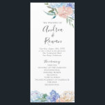 Dusty Blue and Pink Floral Wedding Program<br><div class="desc">Double-sided wedding programs featuring a romantic dusty blue and pink floral design. Order of ceremony wording is displayed on the front,  and wedding party details and a thank you note to guests are on the back.</div>