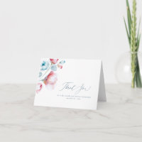 Dusty Blue and Pink Floral Wedding Thank You