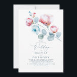 Dusty Blue and Pink Flowers Elegant Wedding Invitation<br><div class="desc">Our watercolor flowers invitation is a demure and romantic way to invite your guests to your big day. This floral design is perfect for a spring, summer or winter wedding. With airy pink watercolor petals and dusty blue leafy eucalyptus branches - it is soft and sweet and makes an elegant...</div>