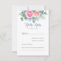 Dusty Blue and Pink Rose Quartz Wedding RSVP