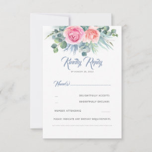 Dusty Blue and Pink Rose Quartz Wedding RSVP