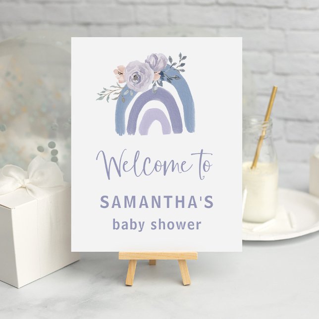 Dusty Blue and Purple Rainbow Baby Shower Welcome Poster (Creator Uploaded)