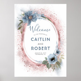 Dusty Blue and Rose Gold Glitter Sign