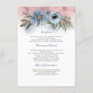 Dusty Blue And Rose Gold Wedding Information Guest Enclosure Card