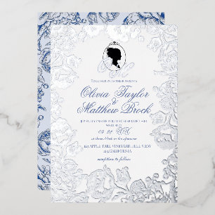 Dusty Blue and Silver Foil Elegant Wedding