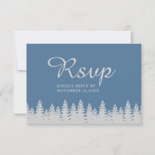 Dusty Blue and Silver Winter Wedding With Meal RSVP Card