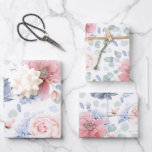 Dusty Blue and Soft Pink Flowers Botanical Pattern Wrapping Paper Sheet<br><div class="desc">Botanical pink and dusty blue floral pattern wrapping papers</div>
