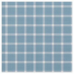 Dusty Blue and White Checkered Plaid Fabric