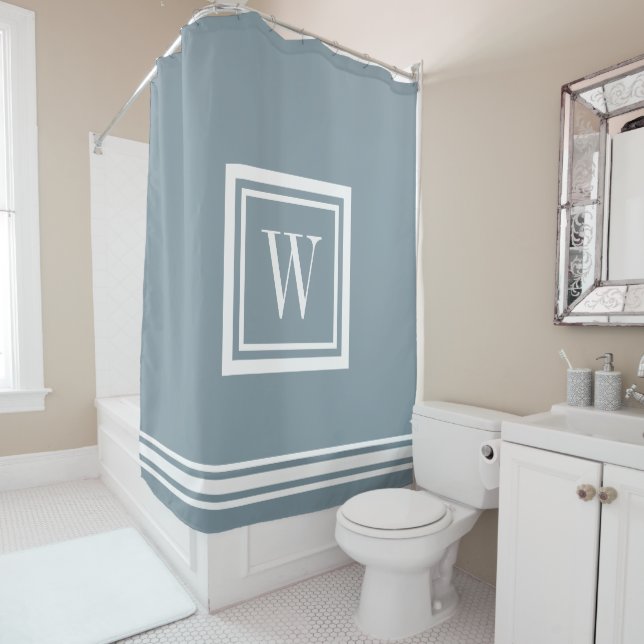 Dusty Blue and White Classic Square Monogram (In Situ)