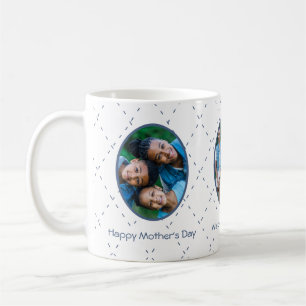 Dusty Blue and White Custom Text Coffee Mug