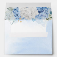 Dusty Blue and White Flowers Elegant Watercolor