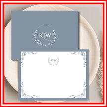 Dusty Blue  and White | Modern Initials Monogram