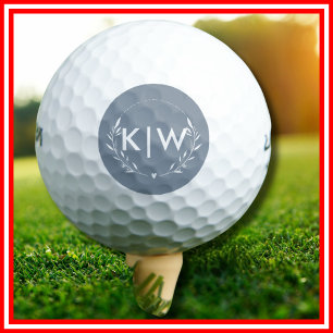 Dusty Blue and White   Modern Initials Monogram Golf Balls