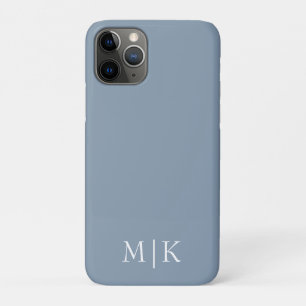 Dusty Blue and White Modern Monogram iPhone 11 Pro Case