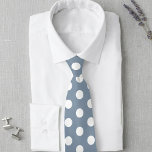 Dusty Blue and White Polka Dot Wedding Tie<br><div class="desc">Add a timeless yet contemporary flair to your wedding party with this Dusty Blue and White Polka Dot Tie. Featuring a clean, repetitive dot pattern, this design offers a sophisticated look that is a staple for grooms, groomsmen, and formal celebrations. Customize to Your Specific Wedding Theme: This tie is fully...</div>