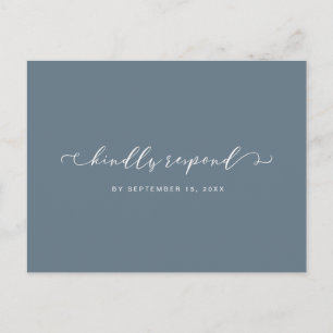 Dusty Blue and White Rsvp with Meal Choice Invitation Postcard