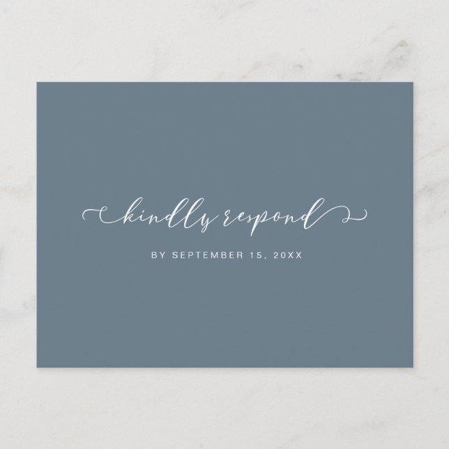 Dusty Blue and White Rsvp with Meal Choice Invitation Postcard (Front)