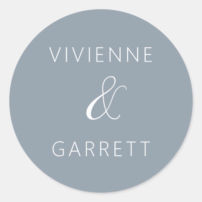 Dusty Blue and White Wedding Envelope Seals (Front)