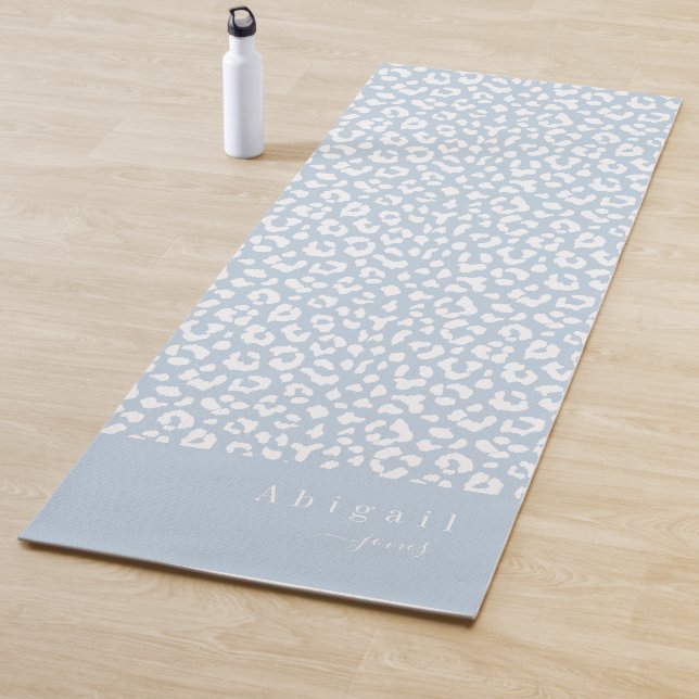 Dusty blue Animal Print  Script Name Personalized Yoga Mat (In Situ)