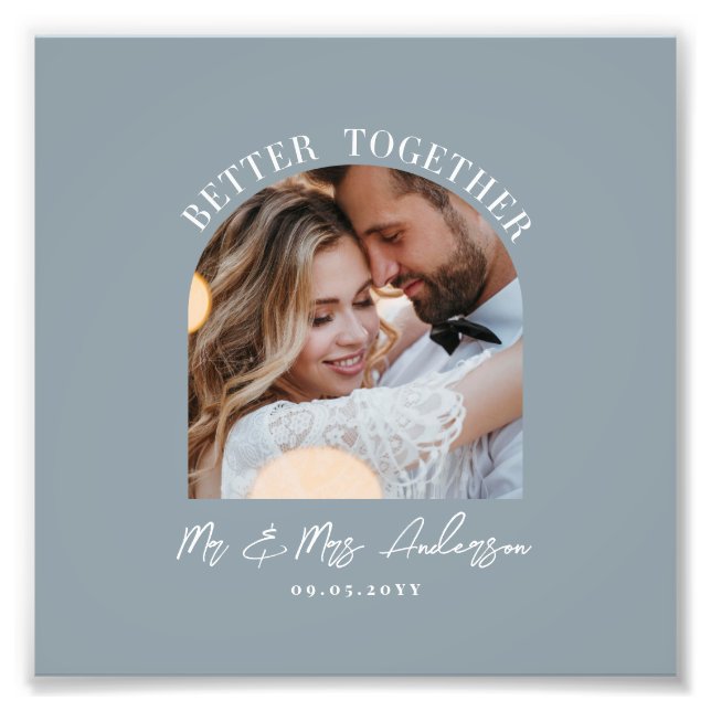 Dusty blue arch photo wedding gift home decor (Front)