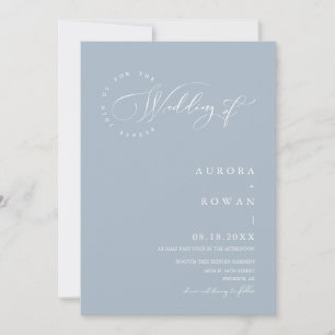 Dusty Blue Arch QR Code Wedding Photo Invitation