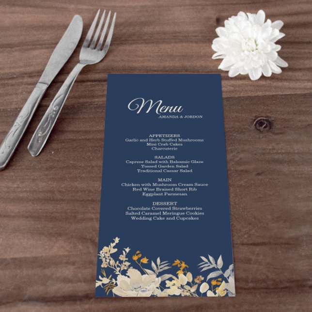 Dusty Blue Autumn Boho Wedding Menu (Creator Uploaded)