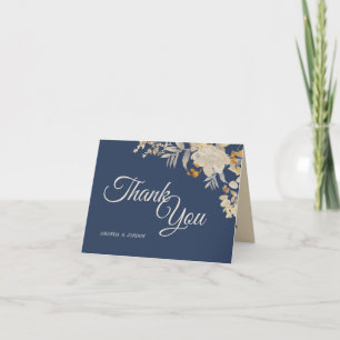 Dusty Blue Autumn Boho Wedding Thank You Card