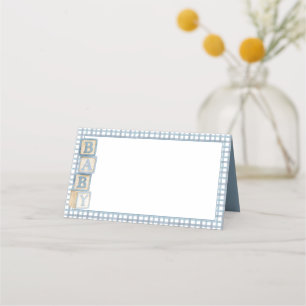 Dusty Blue Baby Blocks Blank Food Labels & Place Card