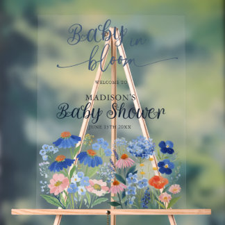 Dusty Blue Baby in Bloom Baby Shower Welcome