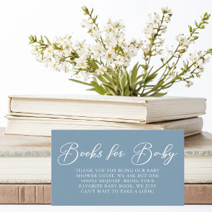 Dusty Blue Baby Shower Books for Baby Enclosure Card