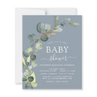 Dusty Blue Baby Shower Eucalyptus Invitations